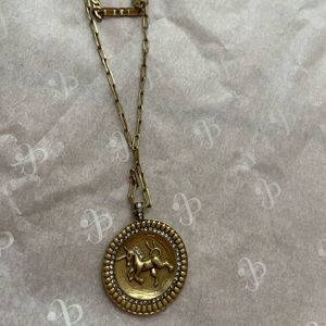 Stella & Dot Gold Unicorn Coin Double Necklace